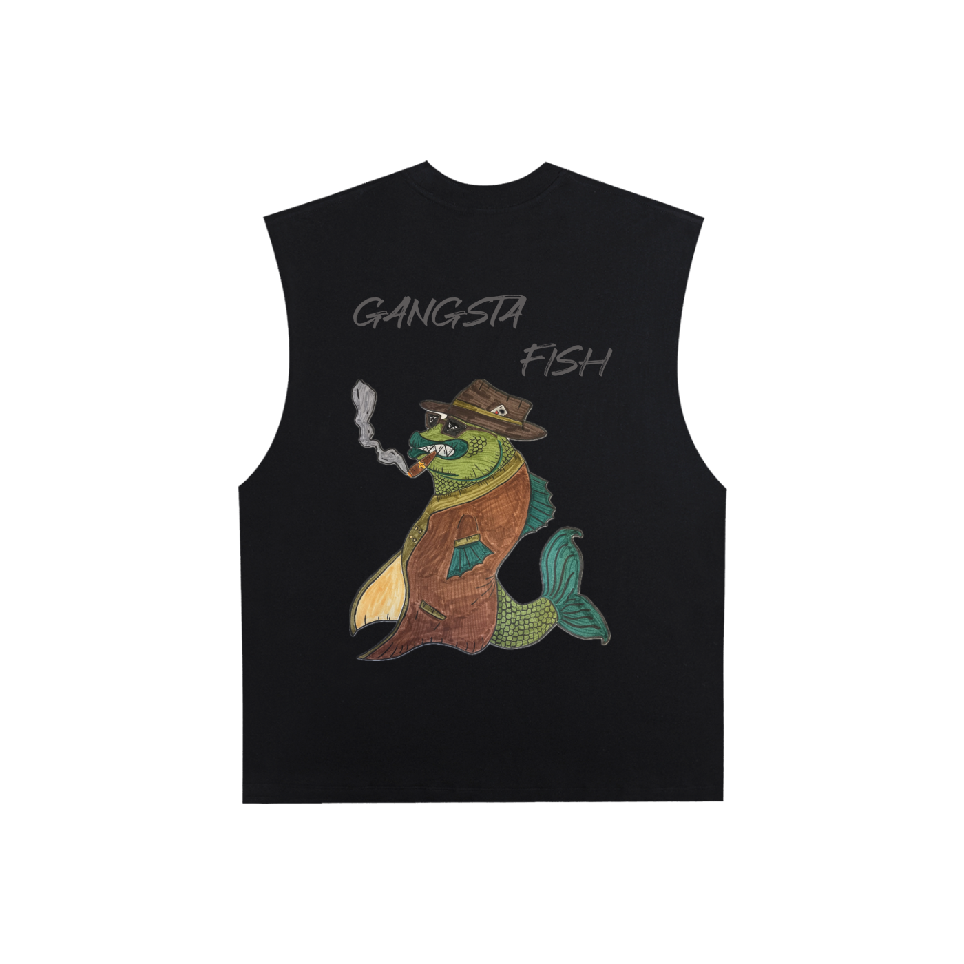 Gangster fish Raw Edge Cotton Tank Top