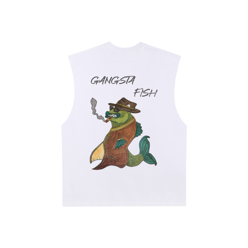 Gangster fish Raw Edge Cotton Tank Top