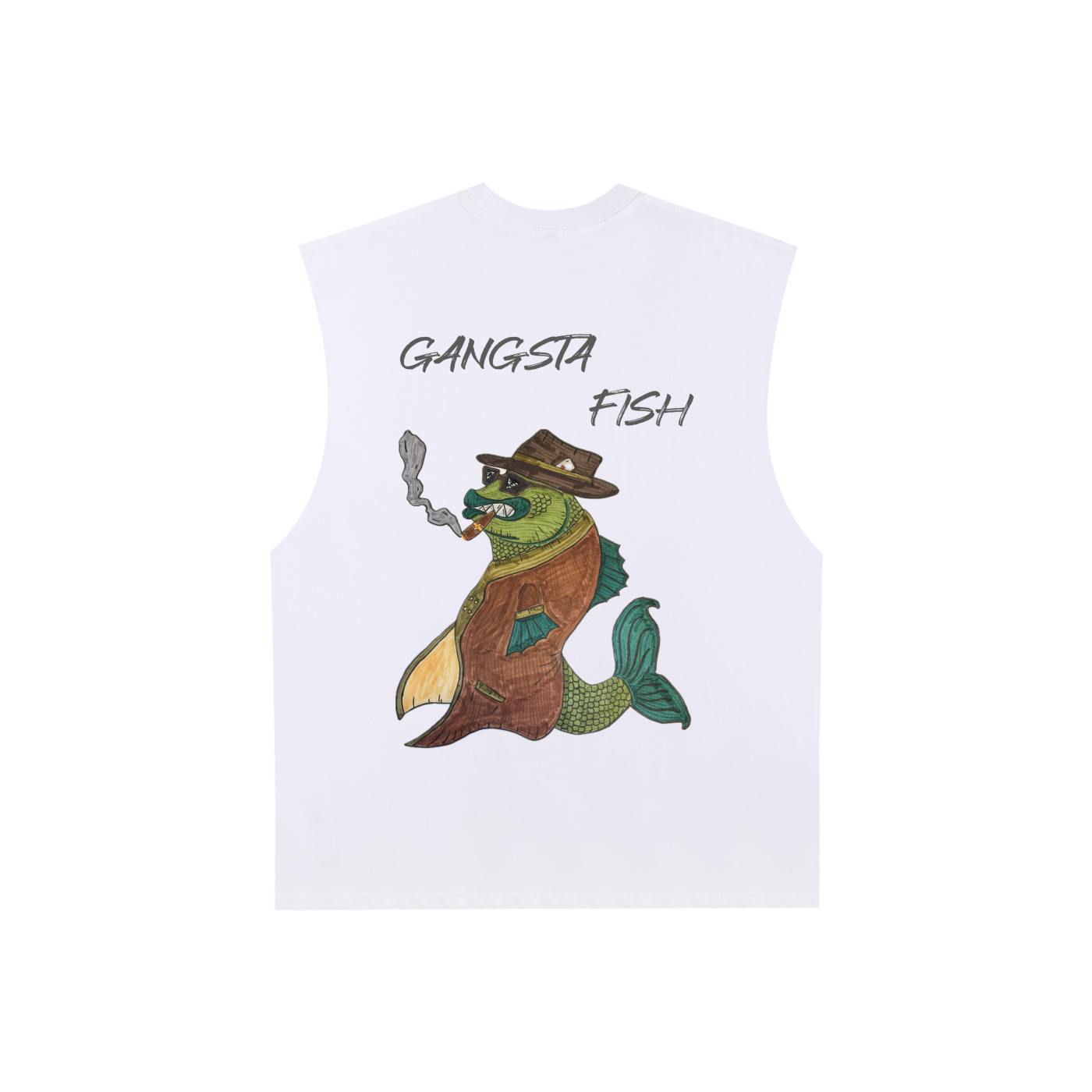 Gangster fish Raw Edge Cotton Tank Top