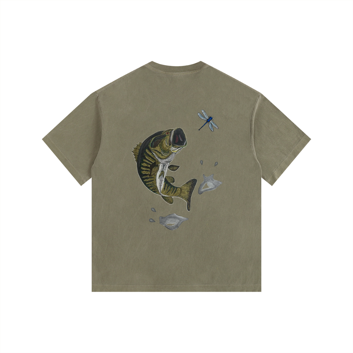 Small-mouth Bass Vintage Washed Oversized Cotton T-Shirt